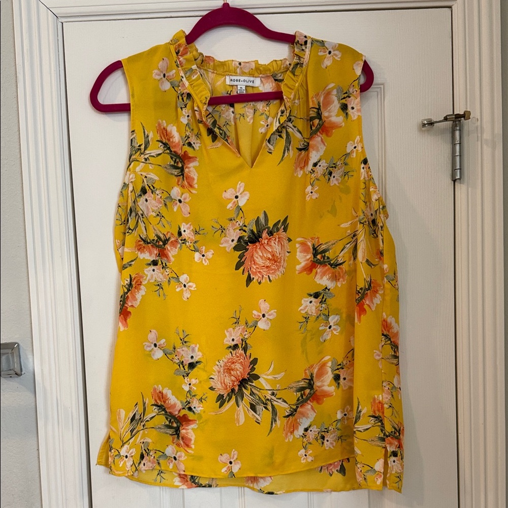 Rose & Olive Yellow Floral Sleeveless Blouse